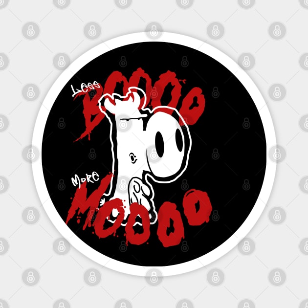 Less Boo More Moo Ghost Cow Halloween Gifts Magnet by Kev Brett Designs